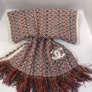 CHANEL Cashmere Fringe Scarf